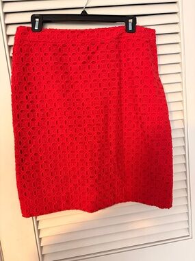 J. Crew Red Lace Mini Skirt